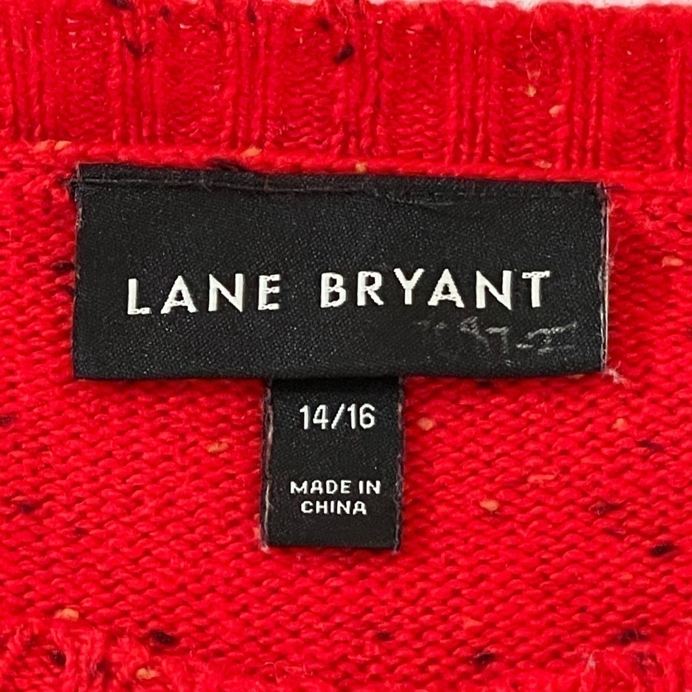Lane Bryant Women Sweater Round Neck Side Slit Curved Hem Long Sleeve 14/16 Red - Picture 9 of 10